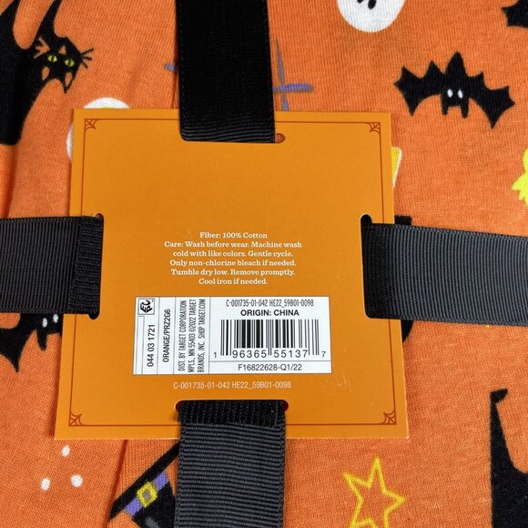 Hyde & Eek Men's Large Orange 2-Pc Halloween PJ Set bat Candy Spider Boo - Picture 6 of 7